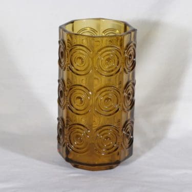 Riihimäen lasi Rengas maljakko, ruskea, suunnittelija Tamara Aladin,