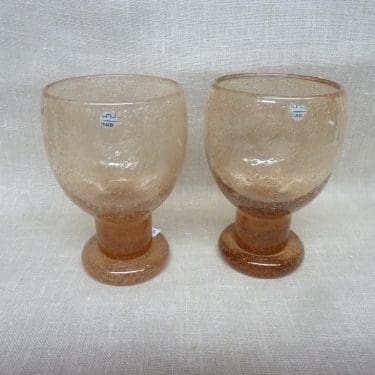 Nuutajärvi Iglu pikari, ruskea, 2 kpl, suunnittelija Oiva Toikka, signeerattu