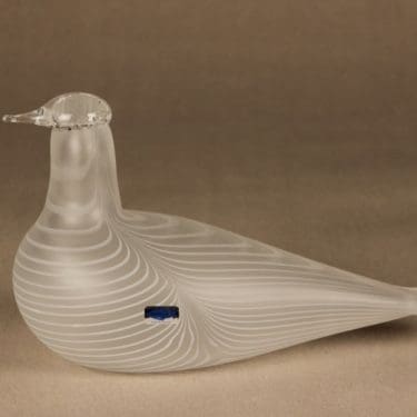 Nuutajärvi koristelintu, Valkoviklo, suunnittelija Oiva Toikka, Valkoviklo, valkofiligraani, signeerattu, numeroitu