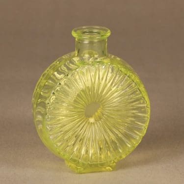 Riihimäen lasi Aurinkopullo koristepullo, keltainen, suunnittelija Helena Tynell, pieni, koko ¼