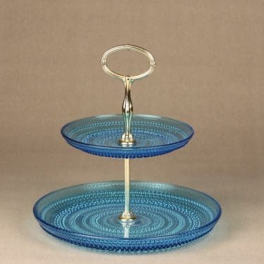 Nuutajärvi Kastehelmi kerrostarjotin, turkoosi, suunnittelija Oiva Toikka,