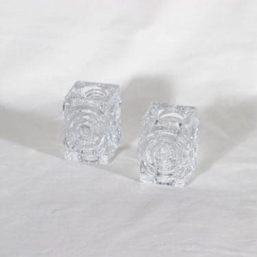 Riihimäen lasi Rengas kynttilänjalat, kirkas, 2 kpl, suunnittelija Tamara Aladin,