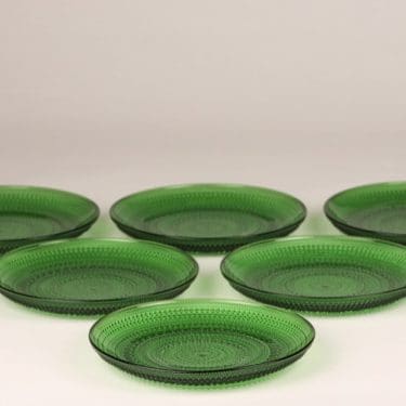 Nuutajärvi Kastehelmi lautaset, vihreä, 6 kpl, suunnittelija Oiva Toikka,