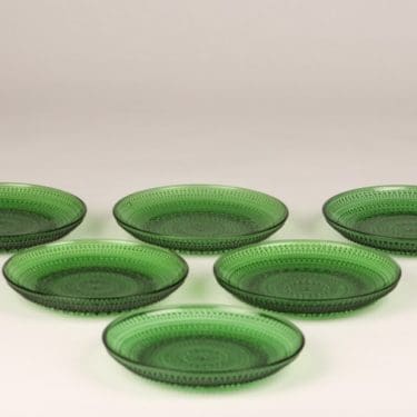Nuutajärvi Kastehelmi lautaset, vihreä, 6 kpl, suunnittelija Oiva Toikka,