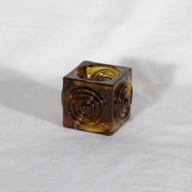 Riihimäen lasi Rengas kynttilänjalka, ruskea, suunnittelija Tamara Aladin,