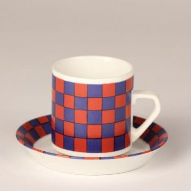 Arabia Tammi kahvikuppi, sinipunainen, suunnittelija Esteri Tomula,