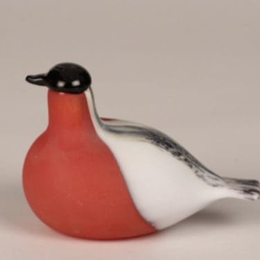 Nuutajärvi koristelintu, Punatulkku, suunnittelija Oiva Toikka, Punatulkku, pieni, signeerattu