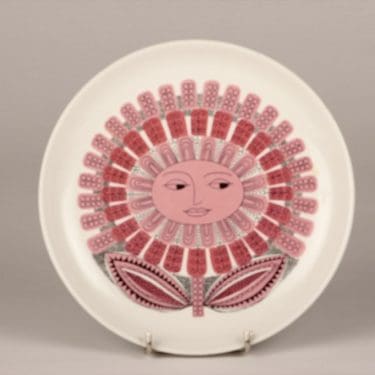 Arabia Daisy lasten lautanen, punainen, suunnittelija Esteri Tomula, serikuva, retro