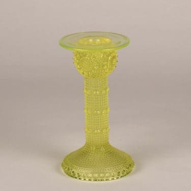 Riihimäen lasi Grapponia kynttilänjalka, keltainen, suunnittelija Nanny Still,