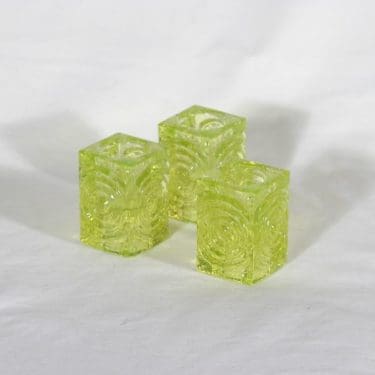 Riihimäen lasi Rengas kynttilänjalat, keltainen, 3 kpl, suunnittelija Tamara Aladin,