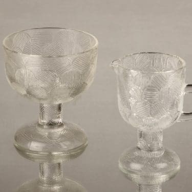 Nuutajärvi Miranda sokerikko ja kermakko, kirkas, suunnittelija Heikki Orvola,