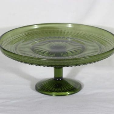 Riihimäen lasi Barokki jalallinen vati, vihreä, suunnittelija Erkkitapio Siiroinen,