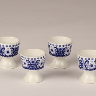 Arabia Ali egg cups, blue, 4 pcs, designer Raija Uosikkinen, silk screening