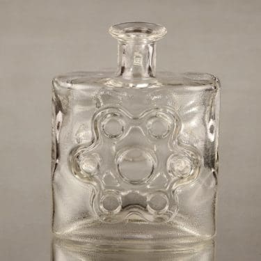 Riihimäen lasi Paukkurauta koristepullo, kirkas, suunnittelija Erkkitapio Siiroinen,