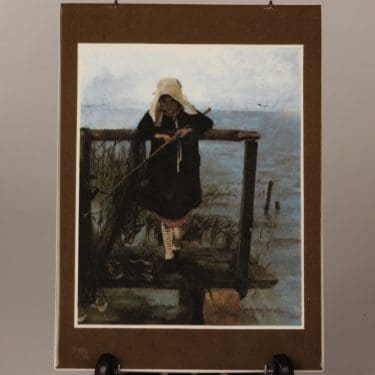 Arabia Onkiva tyttö seinälaatta, suunnittelija Helene Schjerfbeck, serikuva, numeroitu