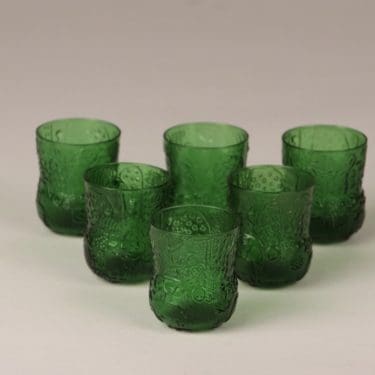 Nuutajärvi Fauna snapsilasit, 5 cl, 6 kpl, suunnittelija Oiva Toikka, 5 cl