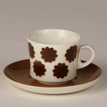 Arabia BR kahvikuppi, ruskea, suunnittelija , puhalluskoriste, retro