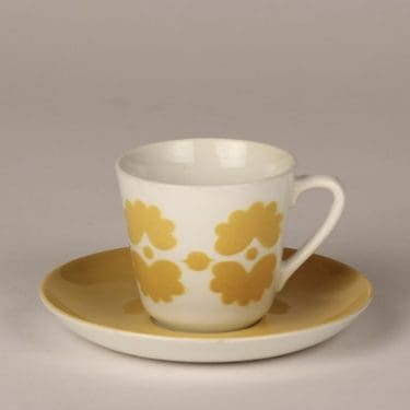 Arabia OT2 kahvikuppi, keltainen, suunnittelija , puhalluskoriste, retro