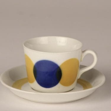Arabia AA kahvikuppi, sinikeltainen, suunnittelija , puhalluskoriste, retro