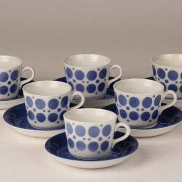 Arabia AA kahvikupit, ruskea, 6 kpl, suunnittelija , puhalluskoriste, retro