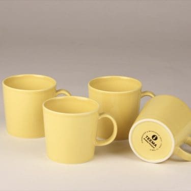 Arabia Teema mugs, yellow, 4 pcs, designer Kaj Franck