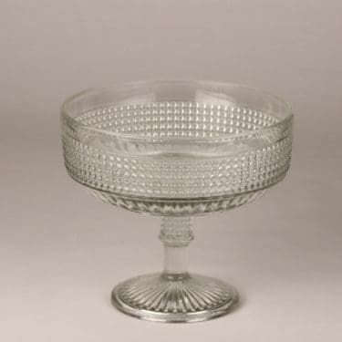 Riihimäen lasi Barokki kulho, kirkas, suunnittelija Erkkitapio Siiroinen, jalallinen