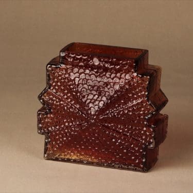 Riihimäen lasi Stellaria maljakko, punaruskea, suunnittelija Nanny Still, massiivinen