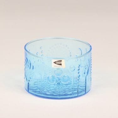 Nuutajärvi Flora jälkiruokakulhot, turkoosi, suunnittelija Oiva Toikka,