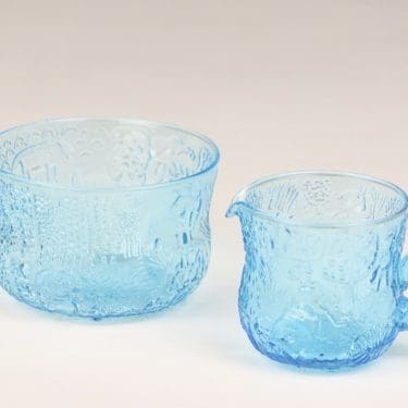 Nuutajärvi Fauna sokerikko ja kermakko, turkoosi, suunnittelija Oiva Toikka,