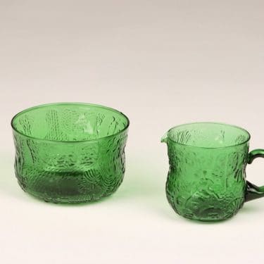 Nuutajärvi Fauna sokerikko ja kermakko, vihreä, suunnittelija Oiva Toikka,