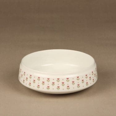 Arabia Miniflora kulho, valkoinen, suunnittelija Esteri Tomula, serikuva, kukka-aihe