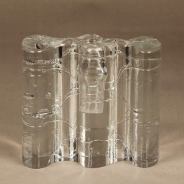 Iittala Arkipelago sculpture/candlestick, clear, designer Timo Sarpaneva, signed, massive