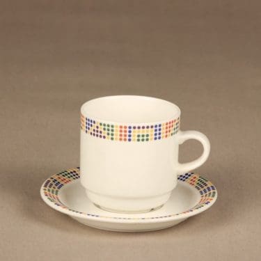Arabia Bon Appetit kahvikuppi, monivärinen, suunnittelija Heikki Orvola, serikuva