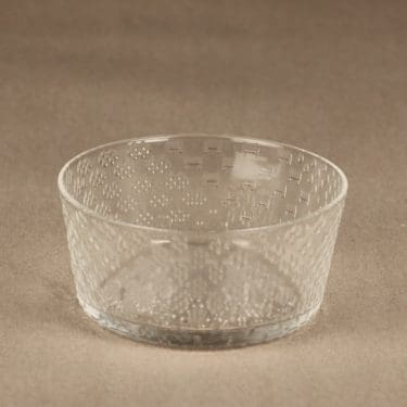 Nuutajärvi Tundra jälkiruokamalja, kirkas, suunnittelija Oiva Toikka, muottiinpuristettu