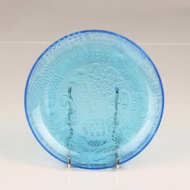 Nuutajärvi Fauna lautanen, turkoosi, suunnittelija Oiva Toikka,