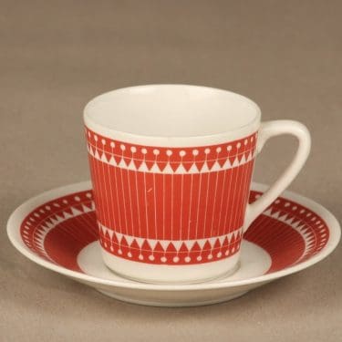 Arabia Sanna II kahvikuppi, punainen, suunnittelija Esteri Tomula, serikuva