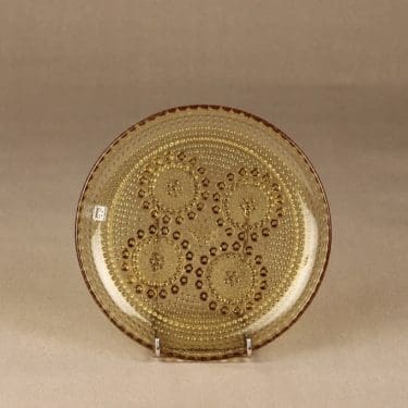 Riihimäen lasi Grapponia lautanen, amber, suunnittelija Nanny Still,