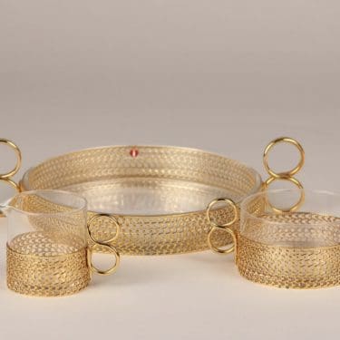 Iittala Tsaikka tarjotin sokerikko kermakko, kulta, suunnittelija Timo Sarpaneva,