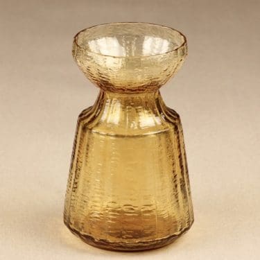 Riihimäen lasi Hyasintti maljakko, amber, suunnittelija Tamara Aladin,
