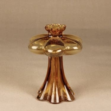 Riihimäen lasi Päivänkukka maljakko, amber, suunnittelija Helena Tynell,