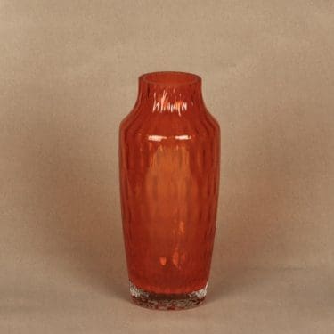 Riihimäen lasi 1433 maljakko, oranssi, suunnittelija Tamara Aladin, retro