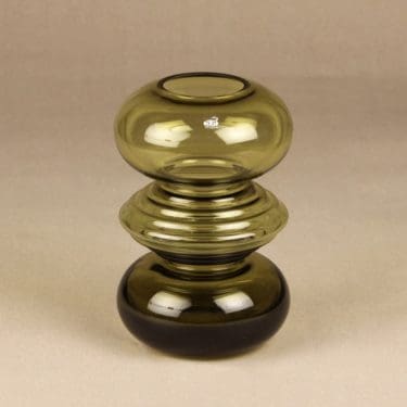 Riihimäen lasi Tiimalasi maljakko. oliivinvihreä, suunnittelija Nanny Still,