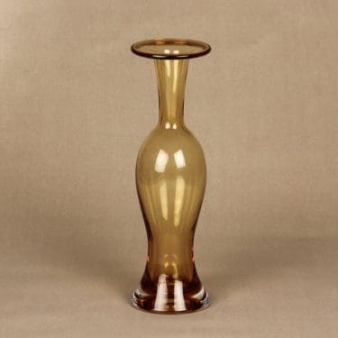 Riihimäen lasi Bodega maljakko, amber, suunnittelija Nanny Still,