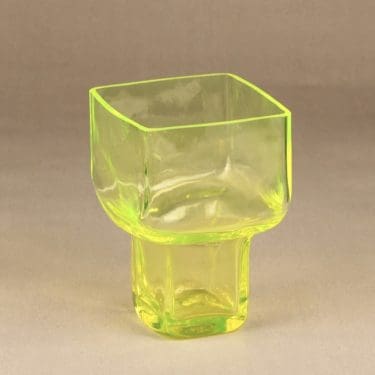 Riihimäen lasi Pultti maljakko, keltainen, suunnittelija Helena Tynell,