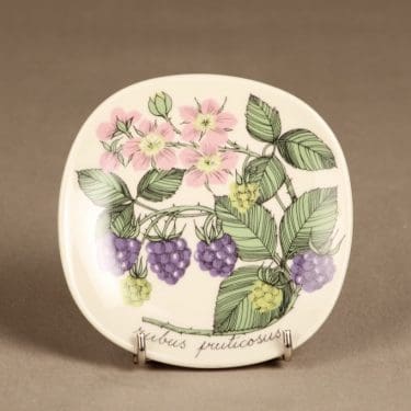 Arabia Botanica koristelautanen, Karhunvadelma, suunnittelija Esteri Tomula, Karhunvadelma, serikuva, marja-aihe