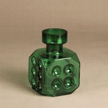 Riihimäen lasi Arpa on heitetty koristepullo, vihreä, suunnittelija Erkkitapio Siiroinen,