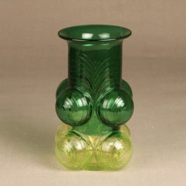 Riihimäen lasi Pajazzo maljakko, ¼, suunnittelija Nanny Still, ¼, signeerattu, retro