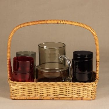 Nuutajärvi mehuastiasto kaadin ja lasit, 100 cl / 25 cl, 8 kpl, suunnittelija Saara Hopea, 100 cl / 25 cl