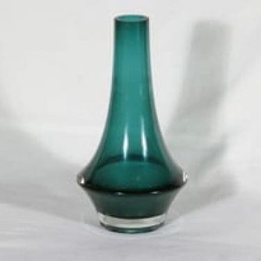 Riihimäen lasi 1379 maljakko, turkoosi, suunnittelija Erkkitapio Siiroinen,