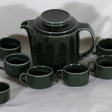 Arabia S kahviastiasto 6:lle, vihreä, suunnittelija Göran Bäck,